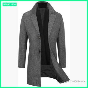 Wool Blend Trench Coat Slim Fit Winter Jacket